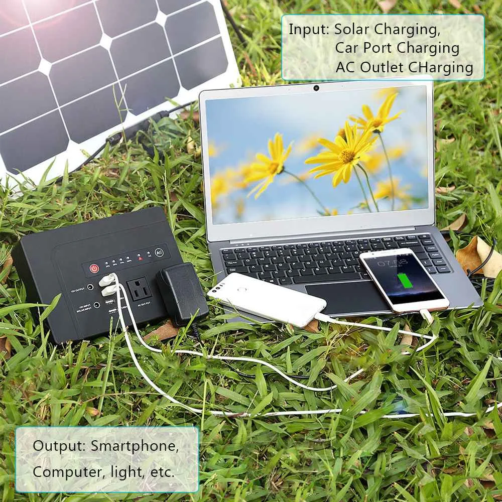  200W/300W Portable Solar Generator Power Supply with Inverter USB LCD Display Energy Storage Genera