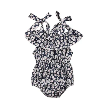 

2019 Summer Chiffon Infant Baby Girls Floral Romper Jumpsuit Summer Outfit Clothes 0-24M 0-Neck Fashion Good Quality Cotton