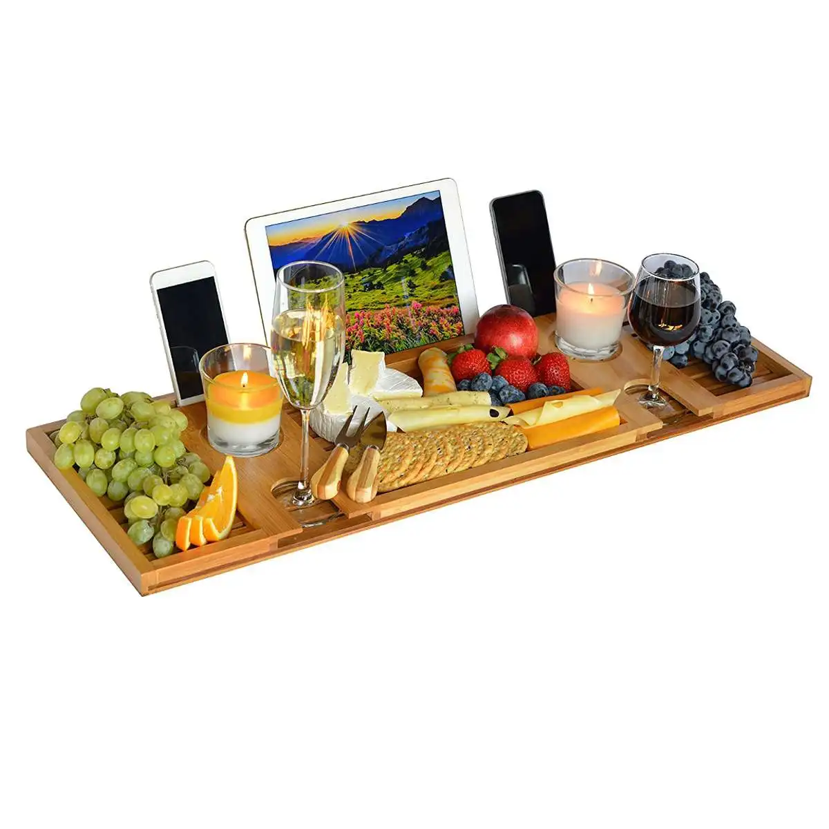 1Pc Wooden Handmade Bath Tray Bathroom Shelves Apply For Pad/Book/Tablet Home Bathrooms Accessories Bathtub Rack Stand Holder