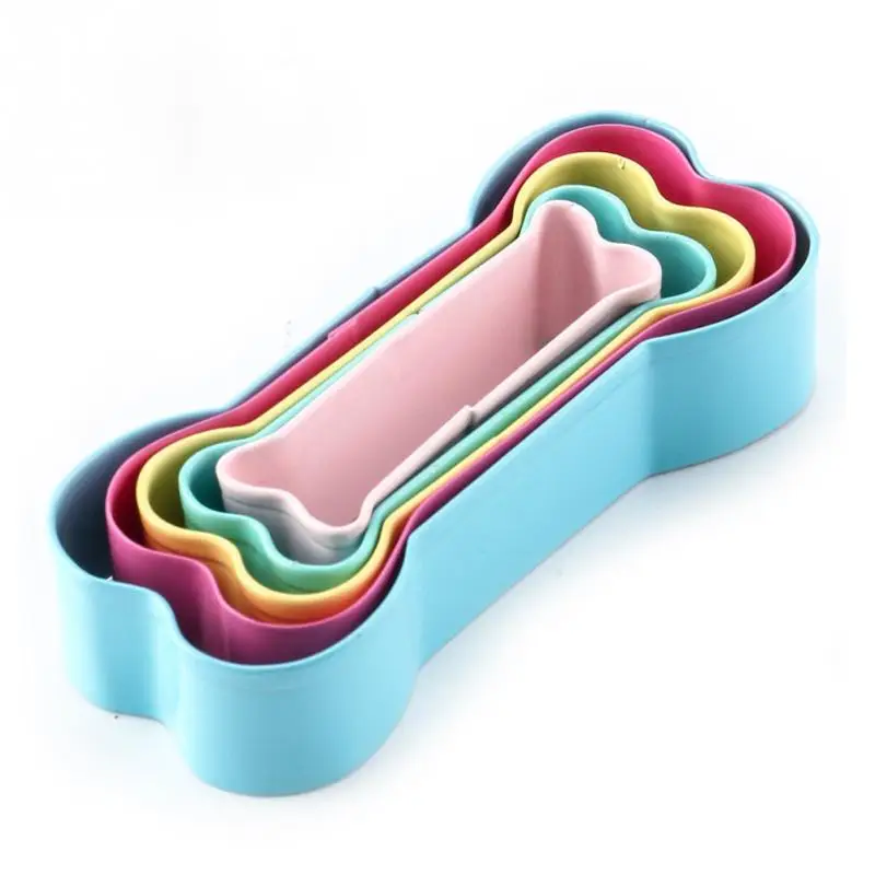 

5PCs/Set Cookie Cutter 3D Dog Bone Form Cookie Stamp Stainless Steel Cake Decorating Tools DIY Pastry Baking Biscuit Molds