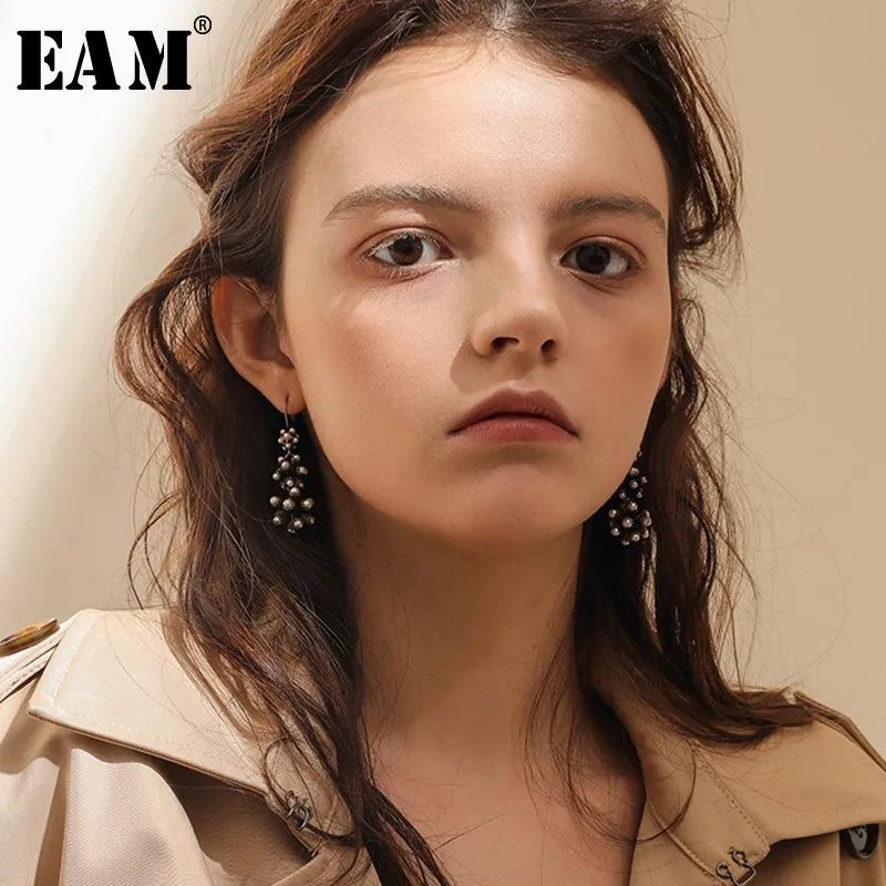 

WKOUD EAM Jewelry / 2019 New Fashion Baroque Imitation Pearl Decoration Irregular Spherical Earrings Women's Accessories S#R775