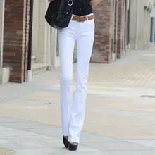 Горячая Распродажа весна осень модные женские винтажные расширенные книзу, со средней талией брюки женские облегающие джинсы яркие цвета джинсовые брюки