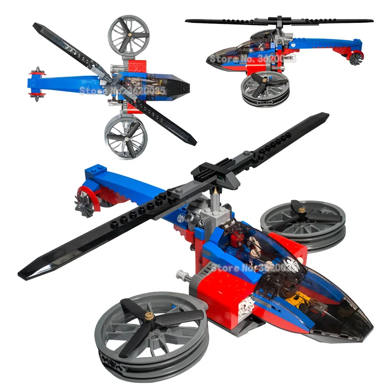 With Legoinglys Super Hero Spiderman Equipment Helicopter Building Blocks Weapons Spidermans Figures Giving gifts to children With Legoinglys Super Hero Spiderman Equipment Helicopter Building Blocks Weapons Spidermans Figures Giving gifts to children