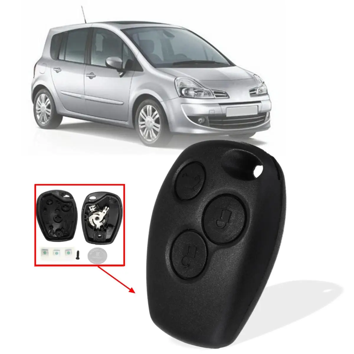 

For Renault Trafic Master Clio Modus Replacement 1Pcs 3 Buttons Smart Remote Car Key Shell Case With 1 Battery 3 Switches