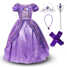 Наряд принцессы Рапунцель на Хэллоуин; летнее платье для девочек; Карнавальный костюм для детей; карнавальный костюм