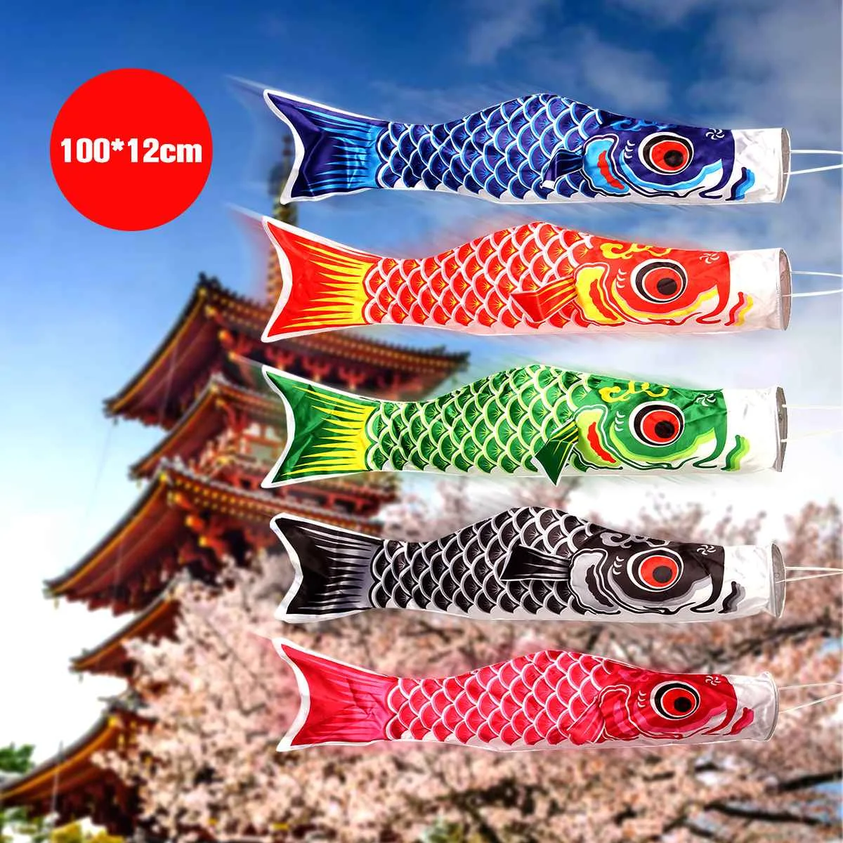 

100cm Red/Pink/Blue/Black/Green Anime Koinobori Carp Windsock Fish Kite Outdoor Banner Flags Home Party Decorations