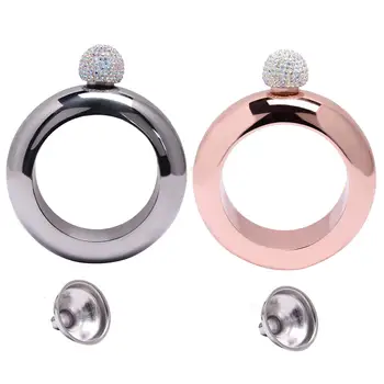 

LUDA Pack Of 2 Bangle Bracelet Flask With Rhinestones Lid And Funnel (Silver And Rosegold)