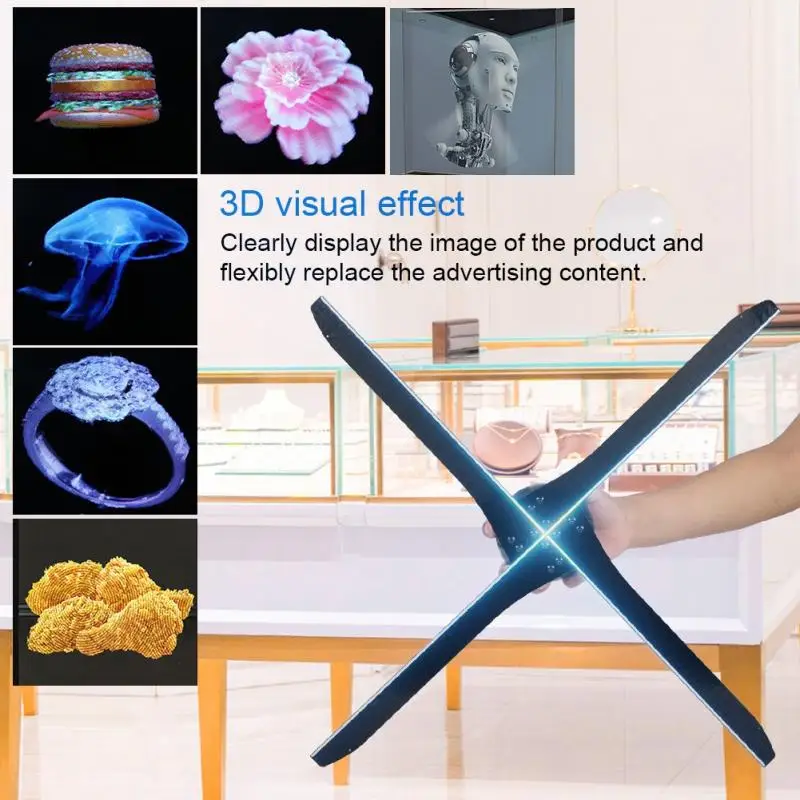 FA60N 3D LED Holographic Fan Exhibition Projector WIFI 16GB Hologram Advertising Displayer 100-240V Displayers 2018 new style