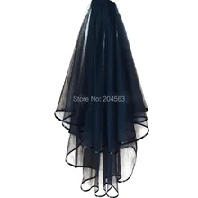 Двухслойная Фата дешевая черная свадебная фата с тюлевый с лентой по краю вуаль для невесты с расческой