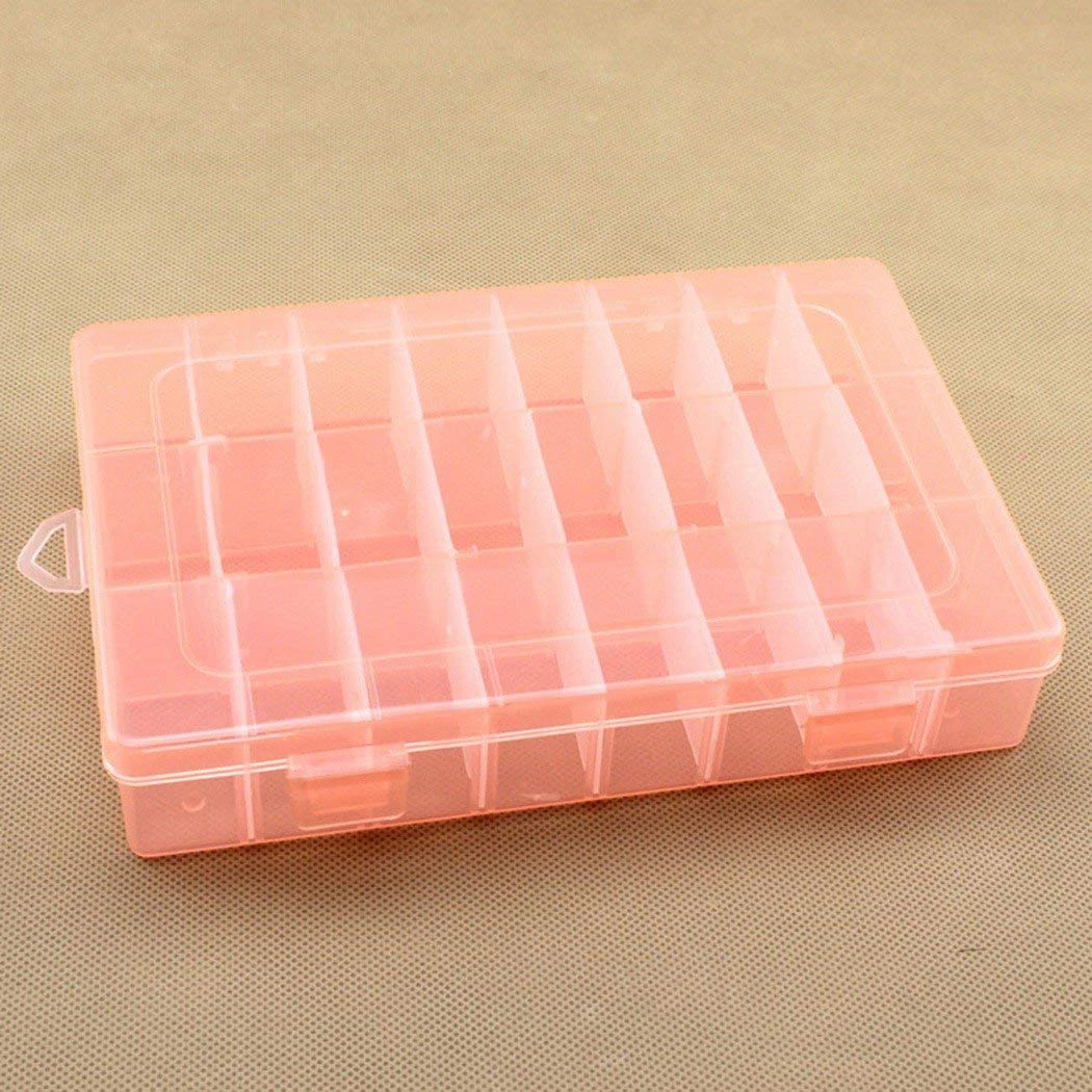 

Newest Adjustable 24 Compartment Slot Plastic Craft Storage Box Jewelry Earring Bead Screw Holder Case Tool Container Organiser