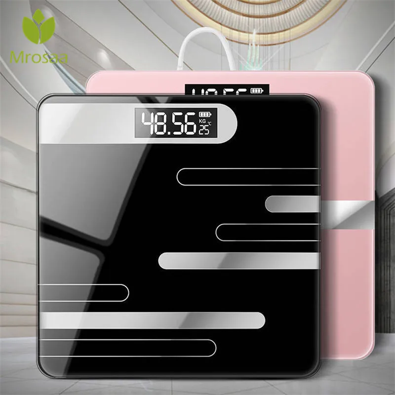 Bathroom Scales Floor Body Scale USB Glass Smart Household ...