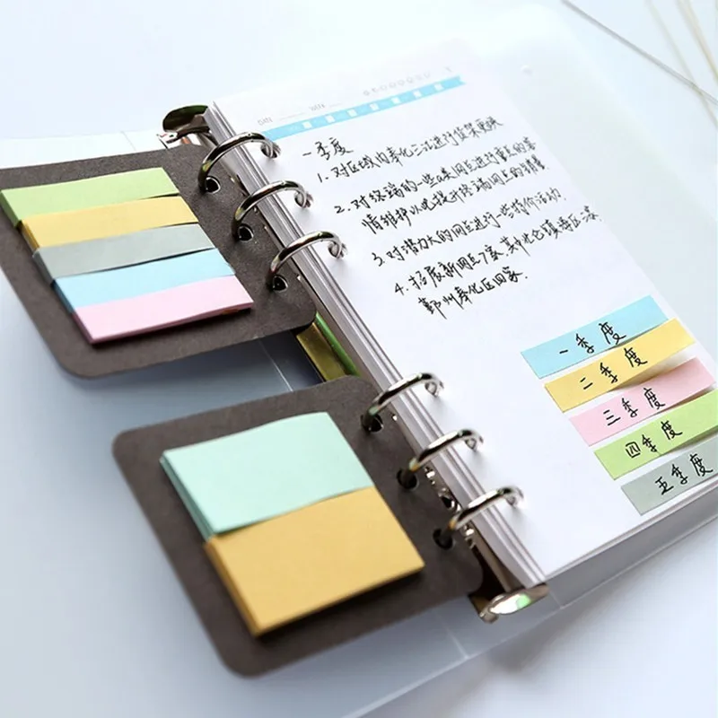 

One Set 6 Holes Colorful Sticky Notes Memo Pad Planner Stickers Notepads For Office Decoration School Stationary Supplies 01920