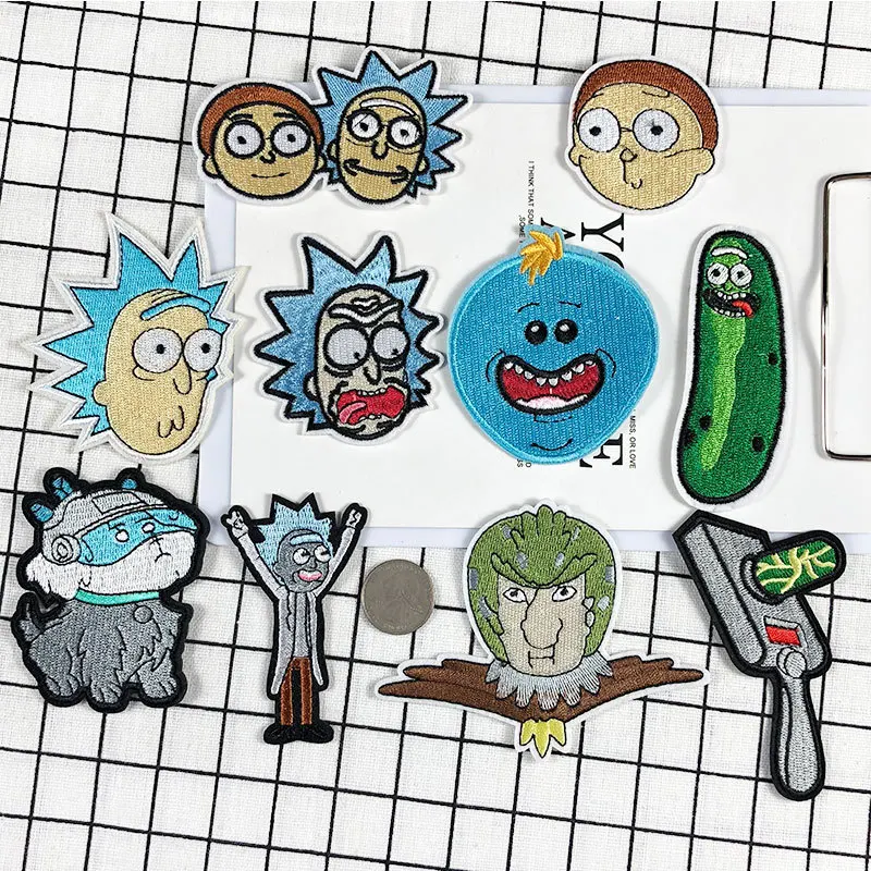 

PGY Rick and Morty Patches for Clothes Embroidered Applique Iron On Patch Moive Design DIY Sew Iron On Patch Badge Parches