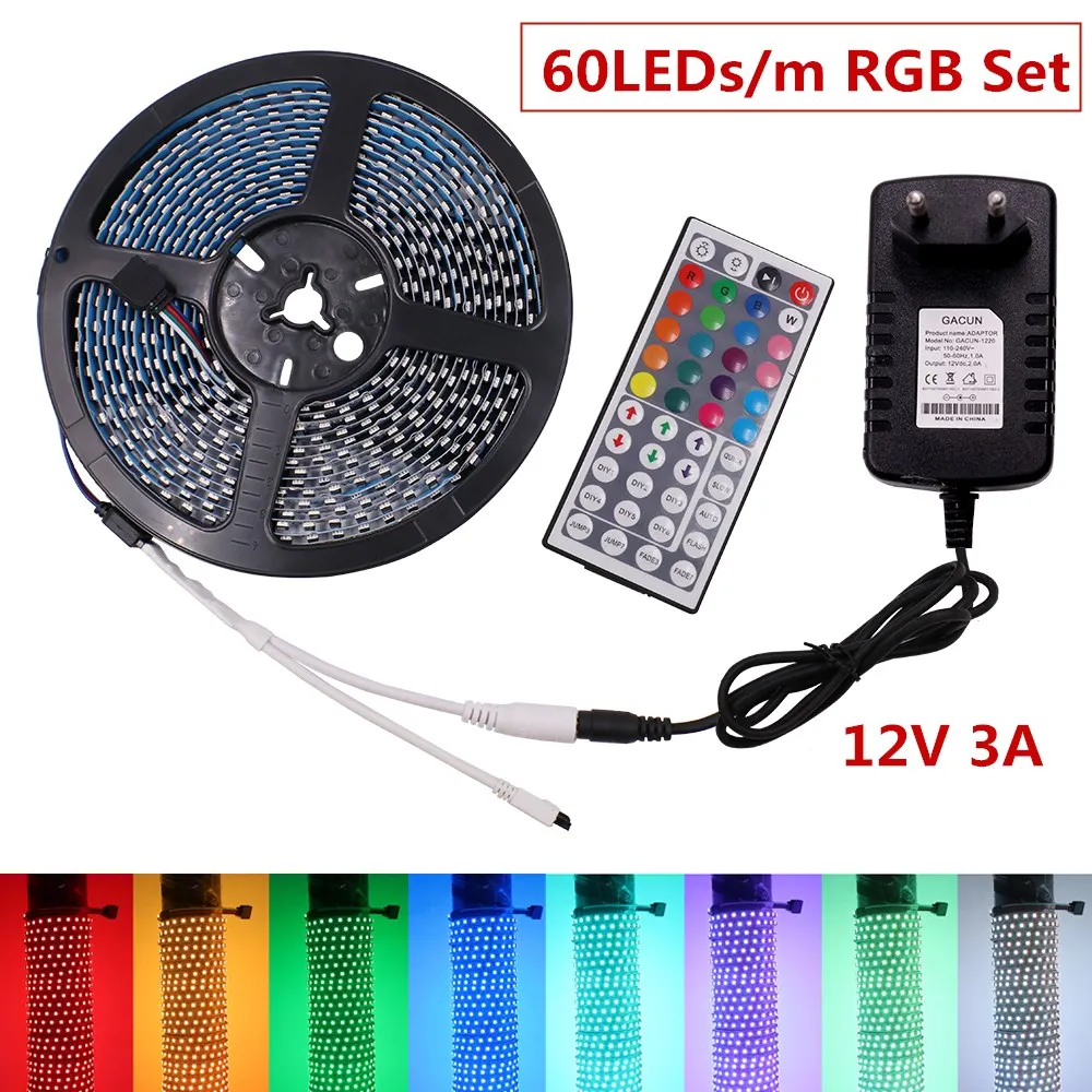 XUNATA 5 м RGB Светодиодная лента Водонепроницаемая 12 в 60 светодиодов/м 120 3535 гибкая