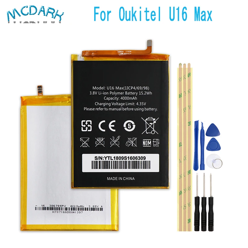 4000 мАч Высокая емкость для Oukitel U16 Max батарея Сменные Аккумуляторы телефонов