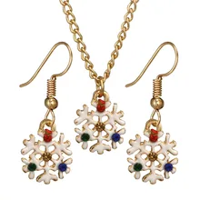 

2018 New Christmas Jewelry Snowman Snowflake Bell Elk Christmas Tree Pendant Necklace Earrings Set Xmax Gift For Women Girls