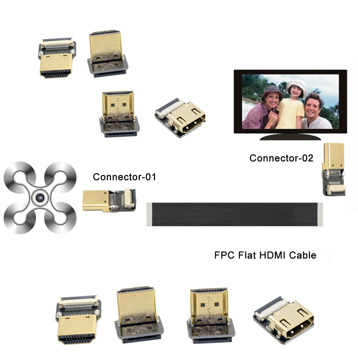 FPV Micro HDMI Mini 90 градусов разъем FPC Гибкий плоский Ленточный Кабель FFC шаг 20pin для