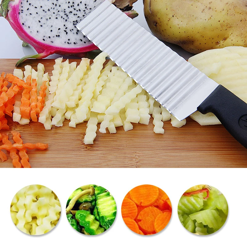 

Stainless Steel Potato Wavy Cutter Vegetable Fruit Cutting Knife Cucumber Carrot Waves Cutter Cooking Tools for Kitchen