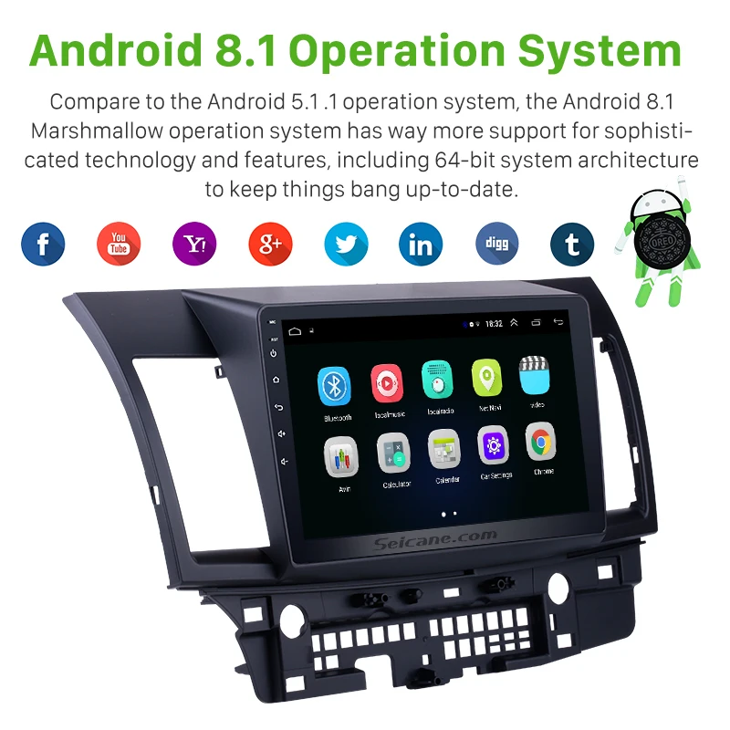 Flash Deal Seicane Android 8.1 2RAM Car Auto Radio Head Unit GPS Audio Multimedia Player For Mitsubishi Lancer-ex 2008 2009 2010 2011-2015 1