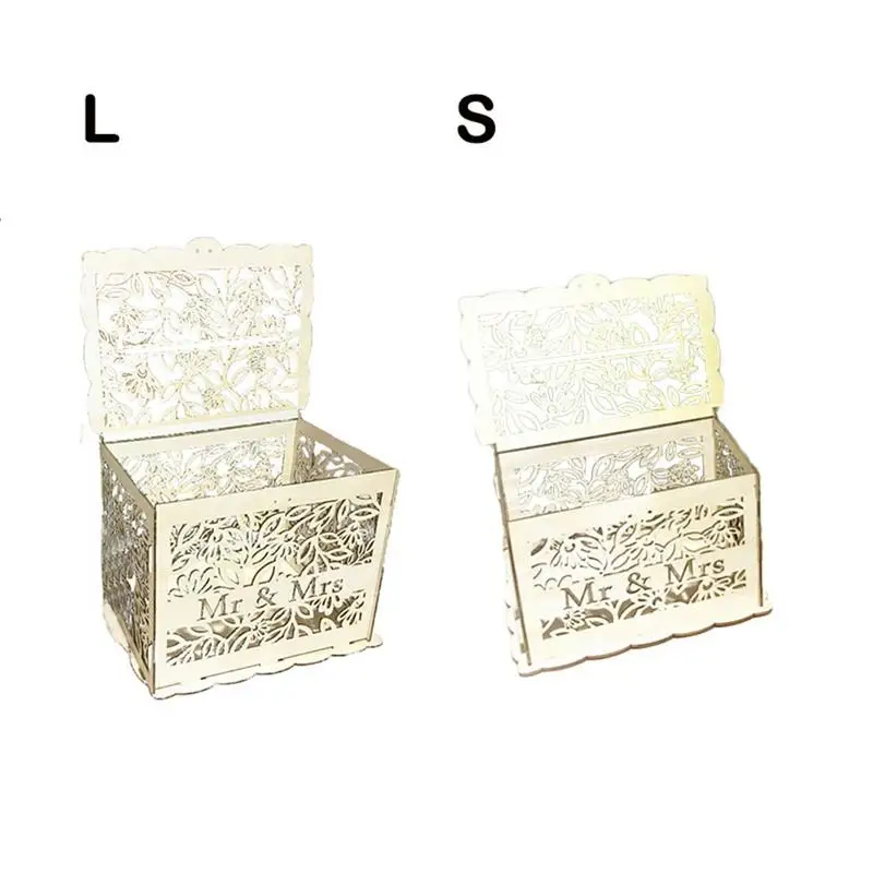 

New DIY Antique Wooden Storage Box Personalized Lock Country Wedding Card Box Birthday Party Decoration Natural Retro Style