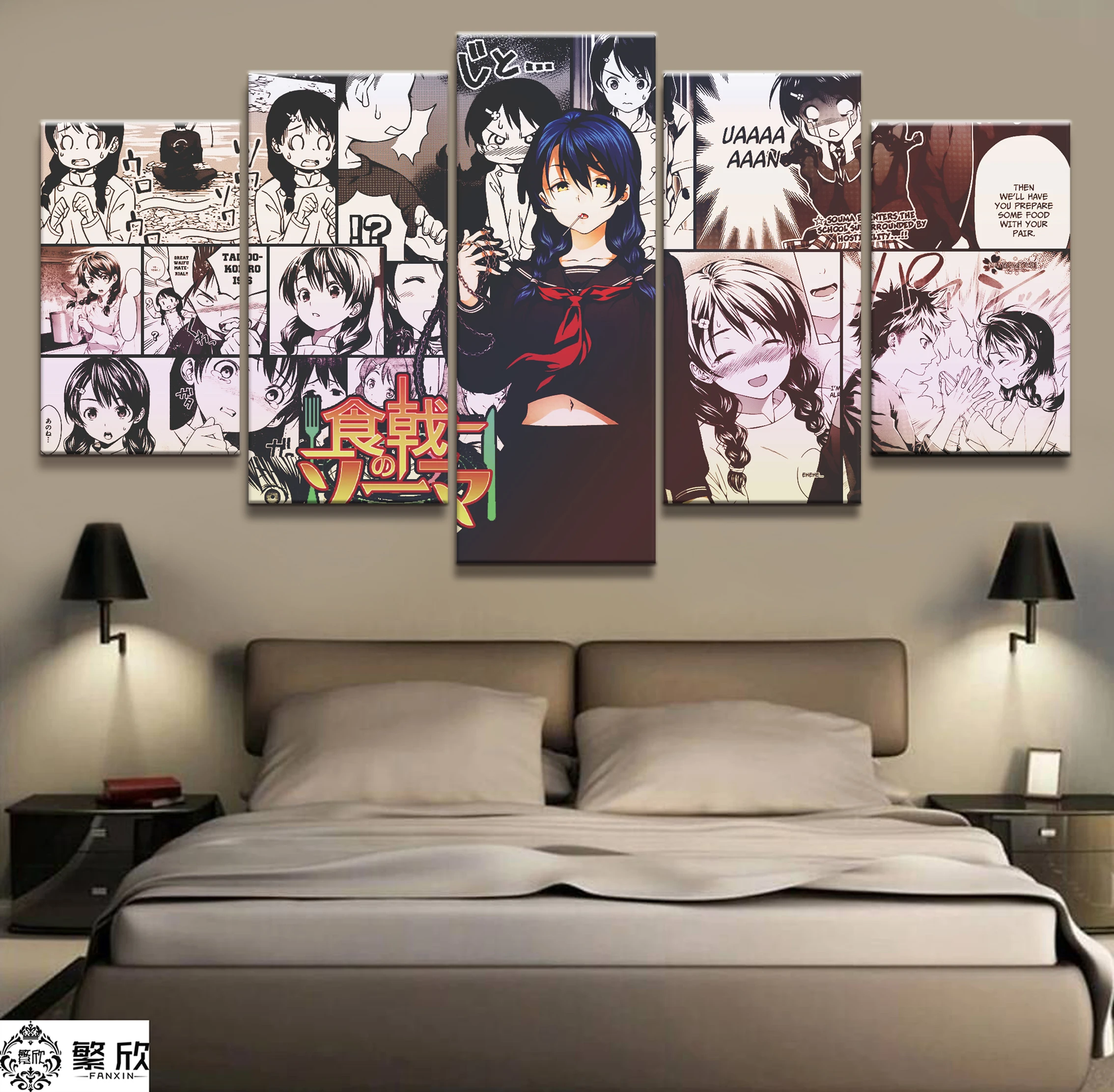 Модульная Картина на холсте для домашнего декора 5 шт. Shokugeki No Soma Megumi Tadokoro