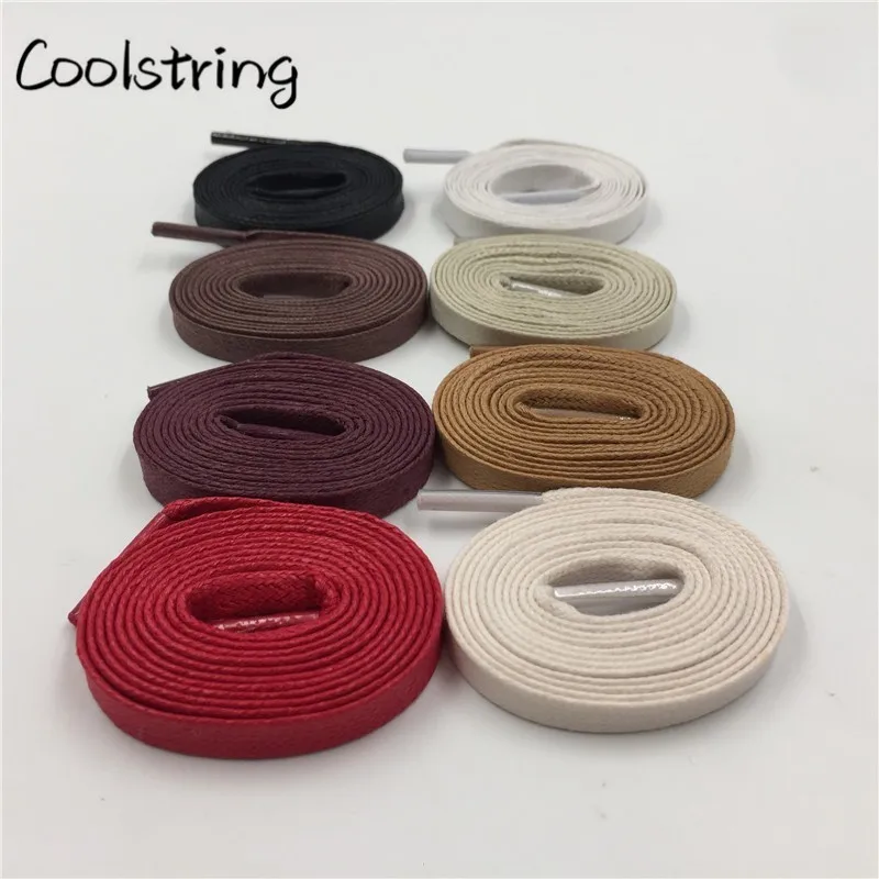 Coolstring Waxed Cotton Flat Shoe Laces Leather Waterproof Mens Martin Boots Shoelace Casual Dress Coloured Shoestring Unisex