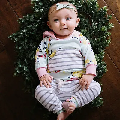 

Newborn Baby Girls Infant Romper Jumpsuit Bodysuit Hooded Clothes Outfit 0-3Y