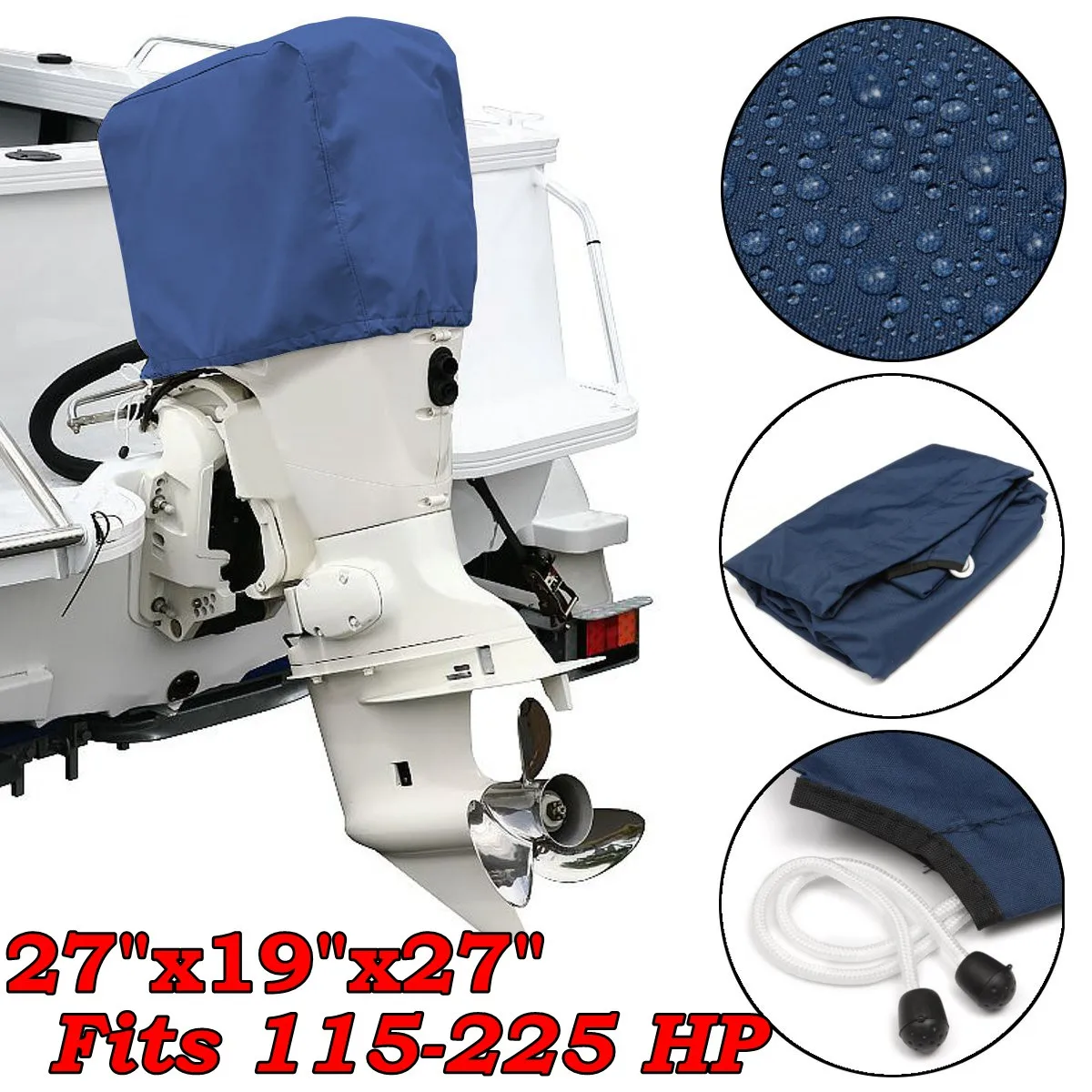 

Universal Blue 300D Boat Outboard Motor Engine Protector Cover Fits for 115-225/HP Waterproof