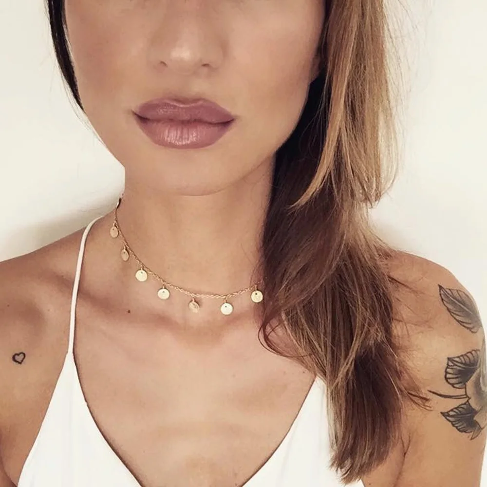 

Fashion Chain Choker for Women 2019 New Bohemian Heart Pendant Jewelry Sweet LOVE Girl's Necklaces Accessories Gold Silver Short