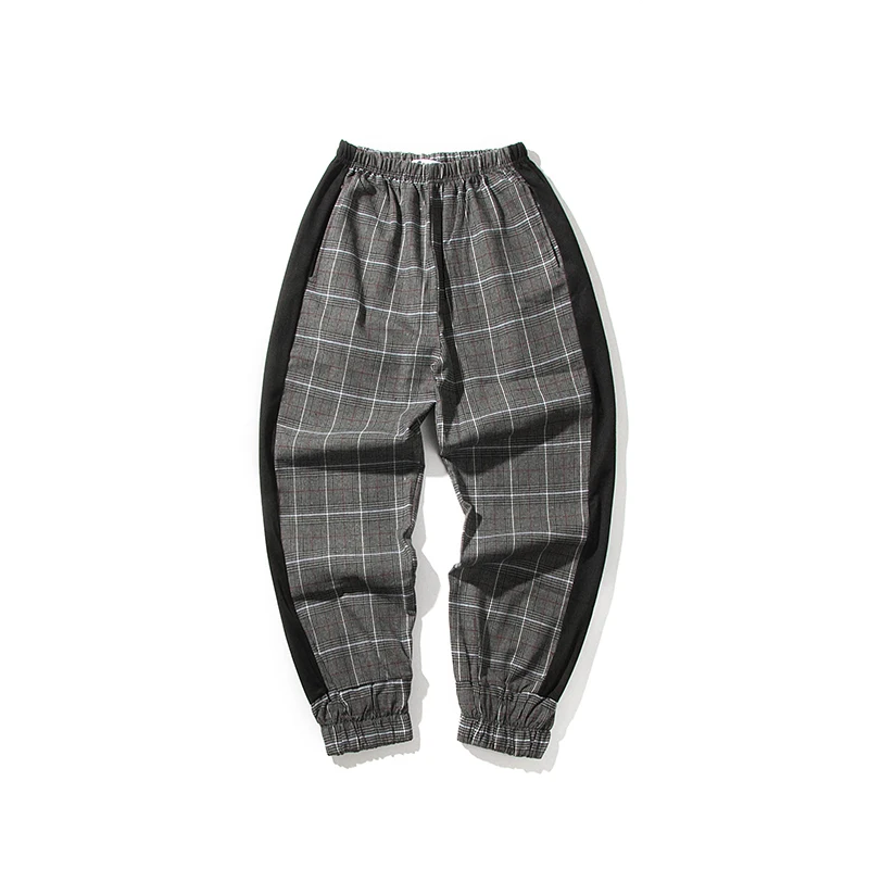 

2019 Summer New Korean Trend Plaids Bound Feet Male Trousers Leisure Elastic Waist Loose Harem Pants Men joggers sweatpants