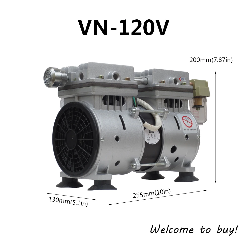 

220V 370W oil free piston pump high flow vacuum pump high flow 100L/min high vacuum air pump -90KPa/680mmHg factory outlet