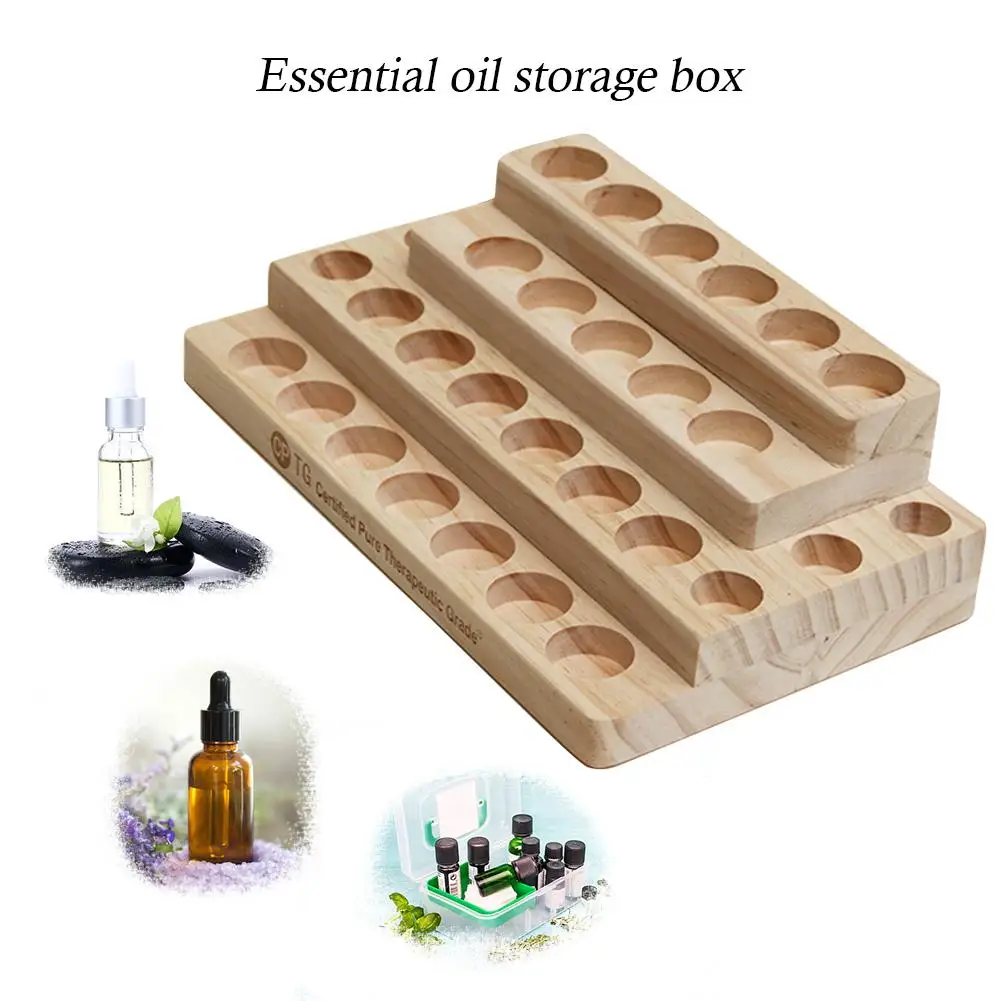 

Desktop Storage Rack 30-Hole Stepped 4-Layer Wooden Shelf Storage Rack Essential Oil Storage Box