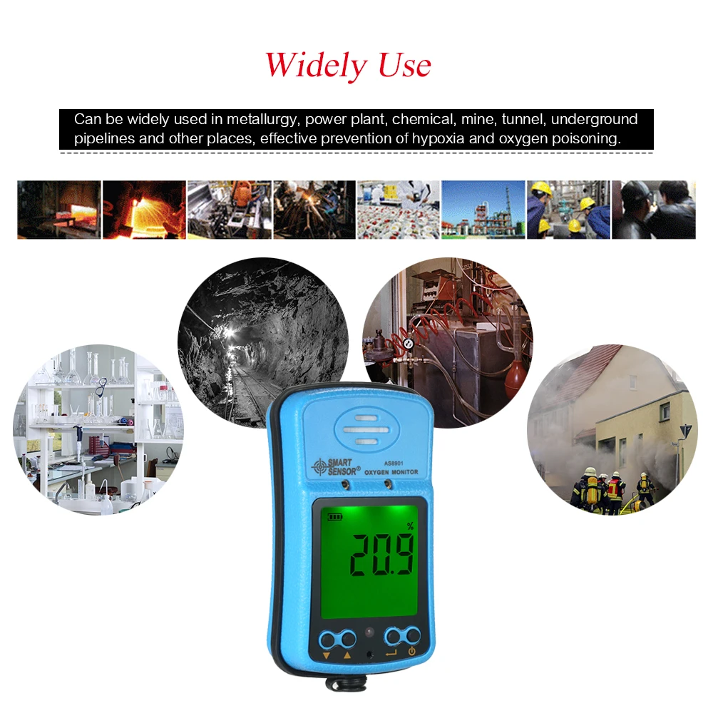 

SMART SENSOR Portable Riot Control Oxygen Gas Analyzer O2 AS8901 Concentration Content Measuring Instrument Detector Tester