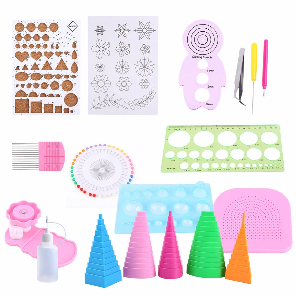 

New 19Pcs DIY Paper Quilling Handmade Tools Set Template Tweezer Pins Slotted Tool Kit Paper Card Crafts Decorating Tools