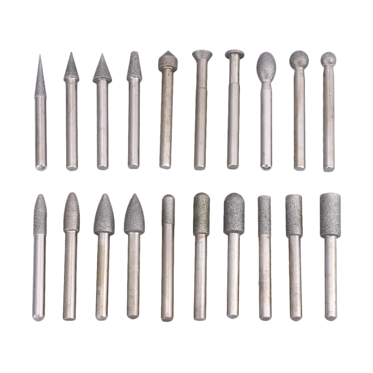 

Pack of 20 Grinding Heads Brazed Diamond Alloy Heavy Duty Carving Shank Jade Jewelry Tool Carving Grinding Tool for Polishing
