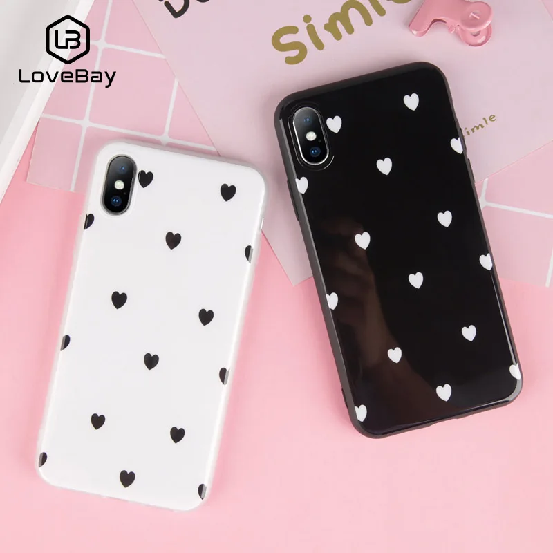 

Lovebay Phone Case For iPhone X 8 7 Plus Couples Love Heart Pattern Cases For iPhone 6 6S Plus IMD Soft TPU Silicone Back Cover