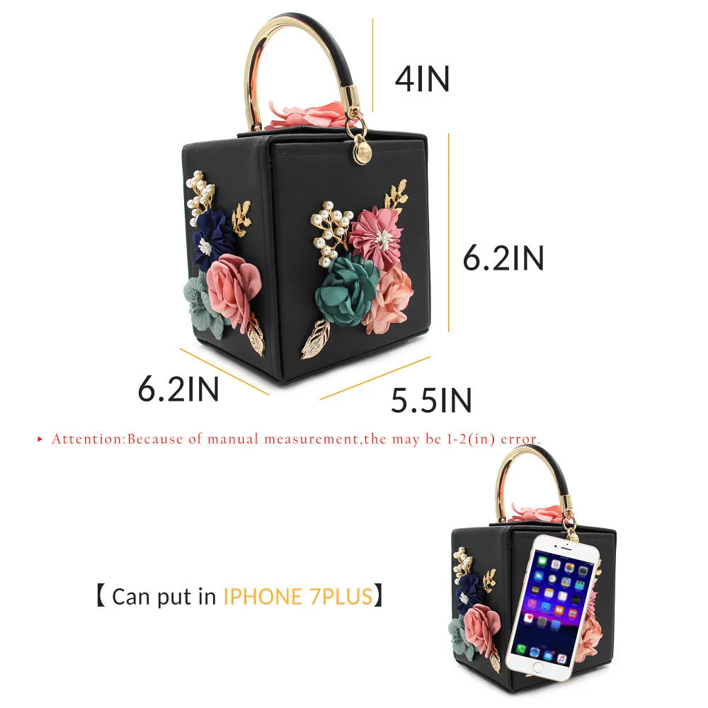Women Evening Bag Fashion Squared Box Design Ladies Flower Handbag For Wedding Female Clutch Shoulder Messenger Bags For Women Women Evening Bag Fashion Squared Box Design Ladies Flower Handbag For Wedding Female Clutch Shoulder Messenger Bags For Women