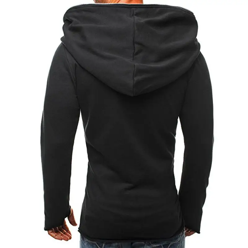 ZACOO мужской темный плащ дизайн толстовка модный теплый пуловер с капюшоном топ с застежкой-молнией