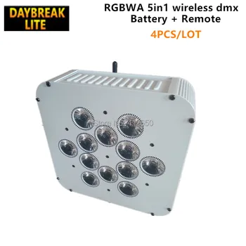 

12x15w RGBWA 5in1 battery led par wireless dmx512 & remote control flat par slim DJ stage lighting 4PCS/LOT