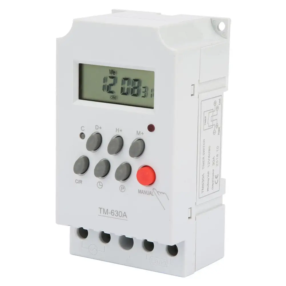 TM630A 12 В DC/AC220V Мини ЖК-дисплей цифровой микрокомпьютер мощность таймер переключатель времени управление переключатель 30A