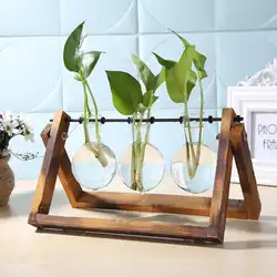Стеклянная и деревянная ваза-Террариум настольная гидропоника горшок для дерева бонсай с деревянным лотком 3 выбор доступный домашний