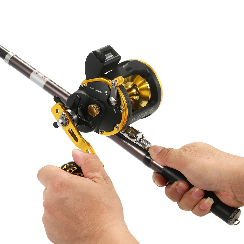 

Fishing Trolling Reel 6+1 BB with Line Counter Alarm Bell Drum Reel Fish Vessel Plate Bait Casting Wheel De Pesca