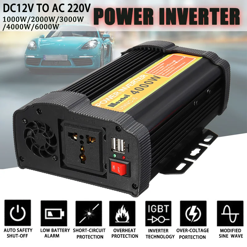 

Solar Power Inverter 2000/4000/6000/8000/12000W Peaks 12V 220V Modified Sine Wave Voltage Transformer Converter Car Charge USB