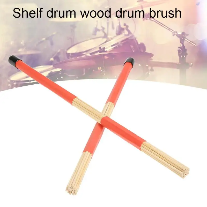 1 пара профессиональных бамбуковых дачных джазовых баллад ударные барабанные щетки пачка барабанных палочек с резиновой ручкой 40,5 см красного цвета