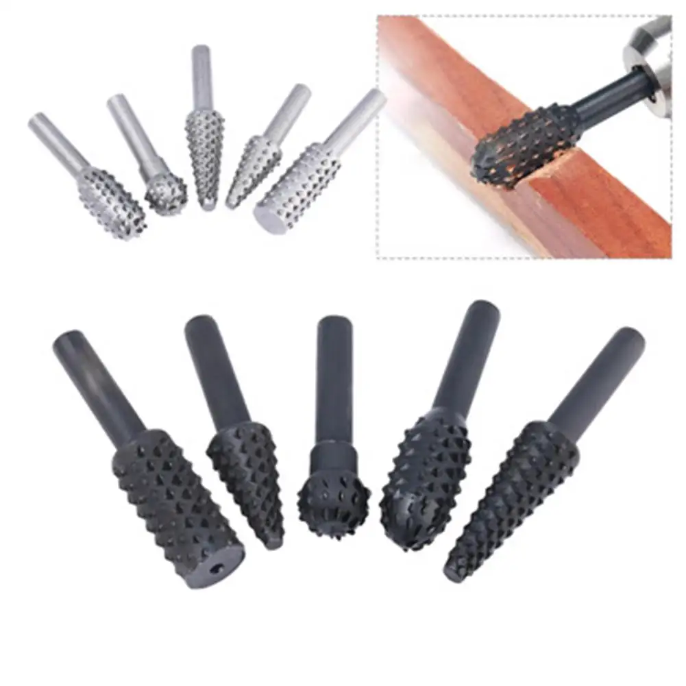 

AKDSteel 5p/Set Steel Rotary Rasp File 1/4 Shank Rotary Craft Files Rasp Burrs Wood Bits Grinding Power Woodworking Hand Tool
