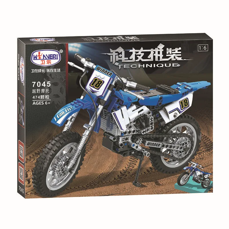 

242pcs Technic Series Moto Cross Bike 1:6 Model Building Blocks Compatible Legoe DIY Education Toys For Children
