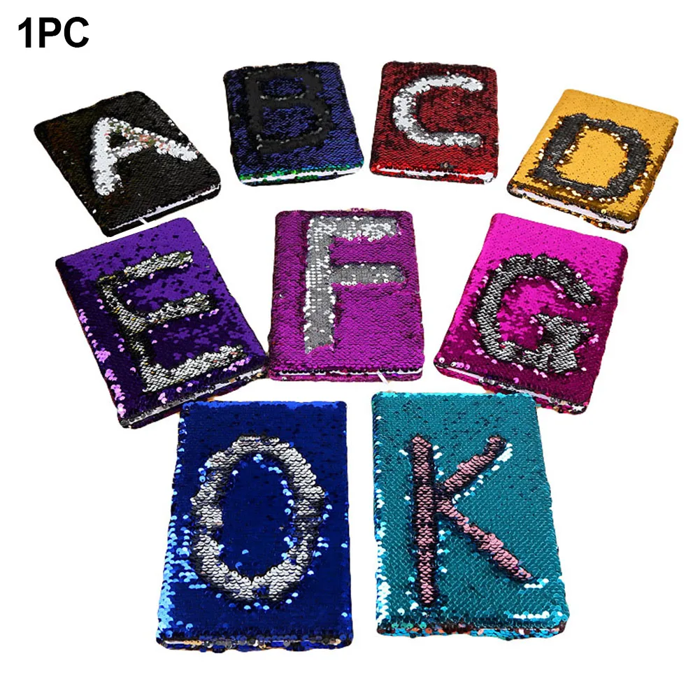 

1Pc Fashion Color Sequin Notebook Eye-protect Daily Memo Gift Stationery Exquisite English Letter Smooth Writing Notebook #17
