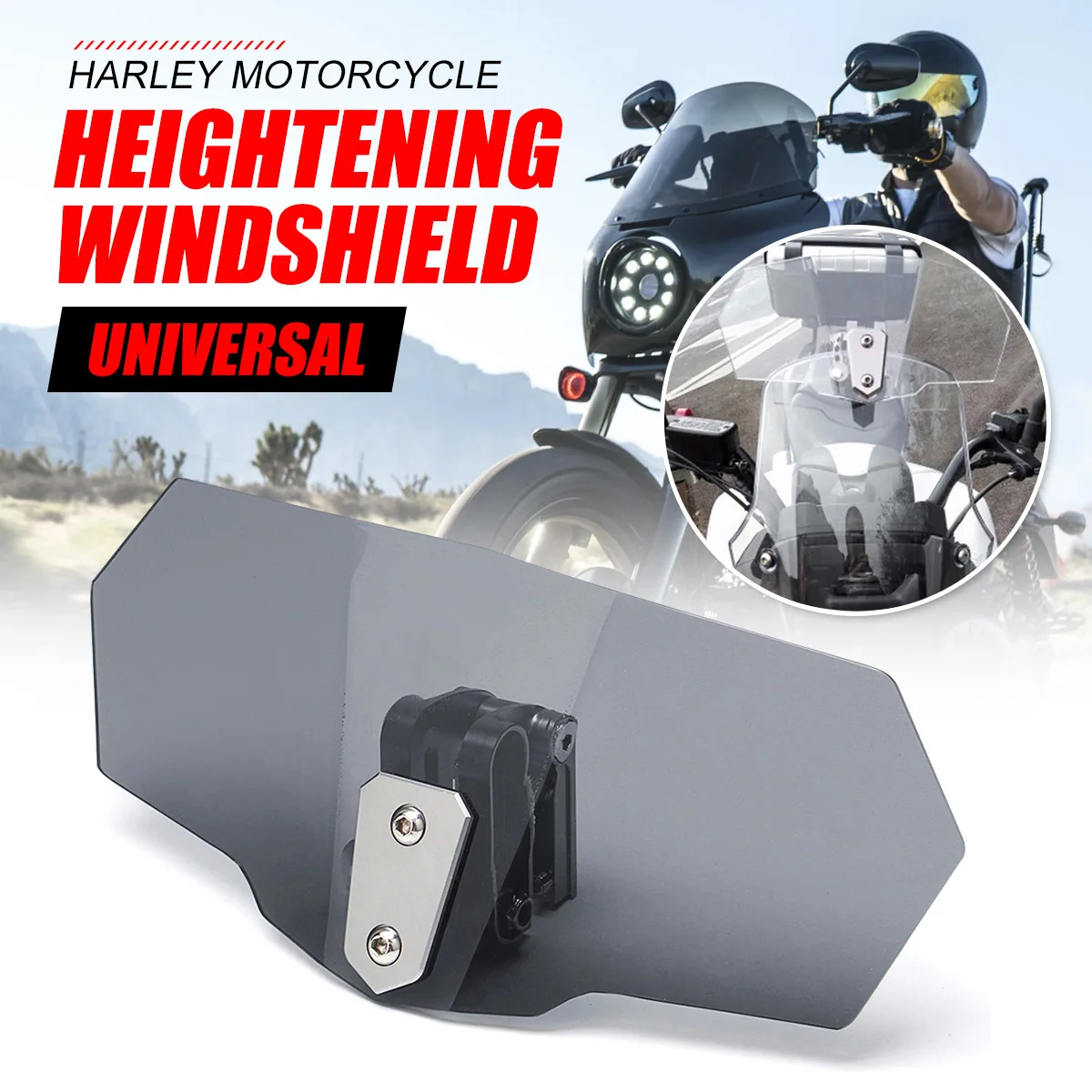 Unversal CNC Aluminum Motorcycle Adjustable Clip windshield Extension