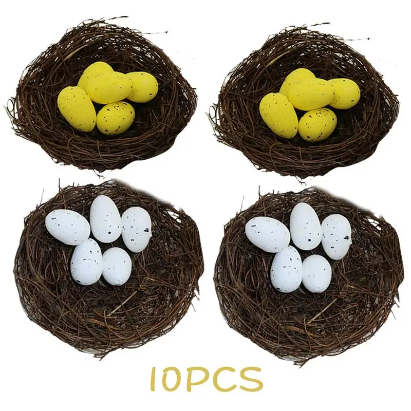 

New 10Pcs Easter Egg Toy Simulated Foam Bird Egg Colorful Bubble Quail DIY Artificial Painted Home Decoration For Children