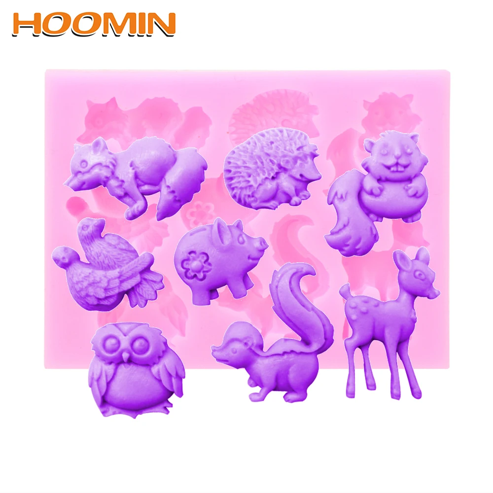 

HOOMIN Small Forest Animals Shape Cake Mold Fondant Cake Decoration Tool Sugar Cake Soap Silicone Mold Bakeware Accessories